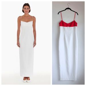 NWOT Amanda Uprichard Lawrence Colorblock Maxi Dress in White & Crimson Red Sz S